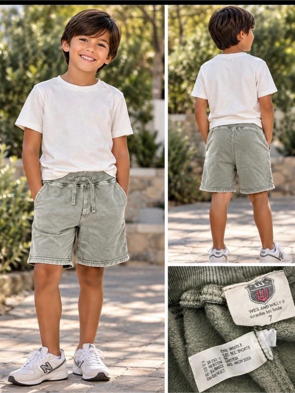 Wonder Nation Boys Size 7 Green distressed Shorts